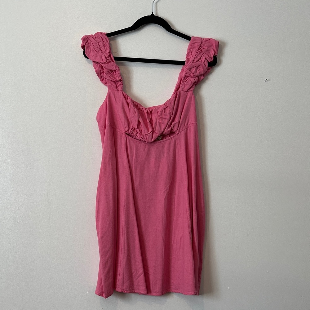 Pink Ruffled Mini Dress